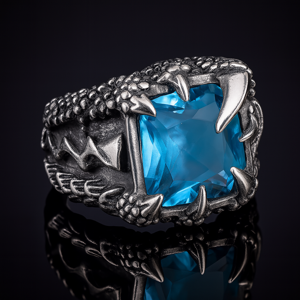 Voidclasp Unisex Dragon Crystal Claw Stainless Steel Ring