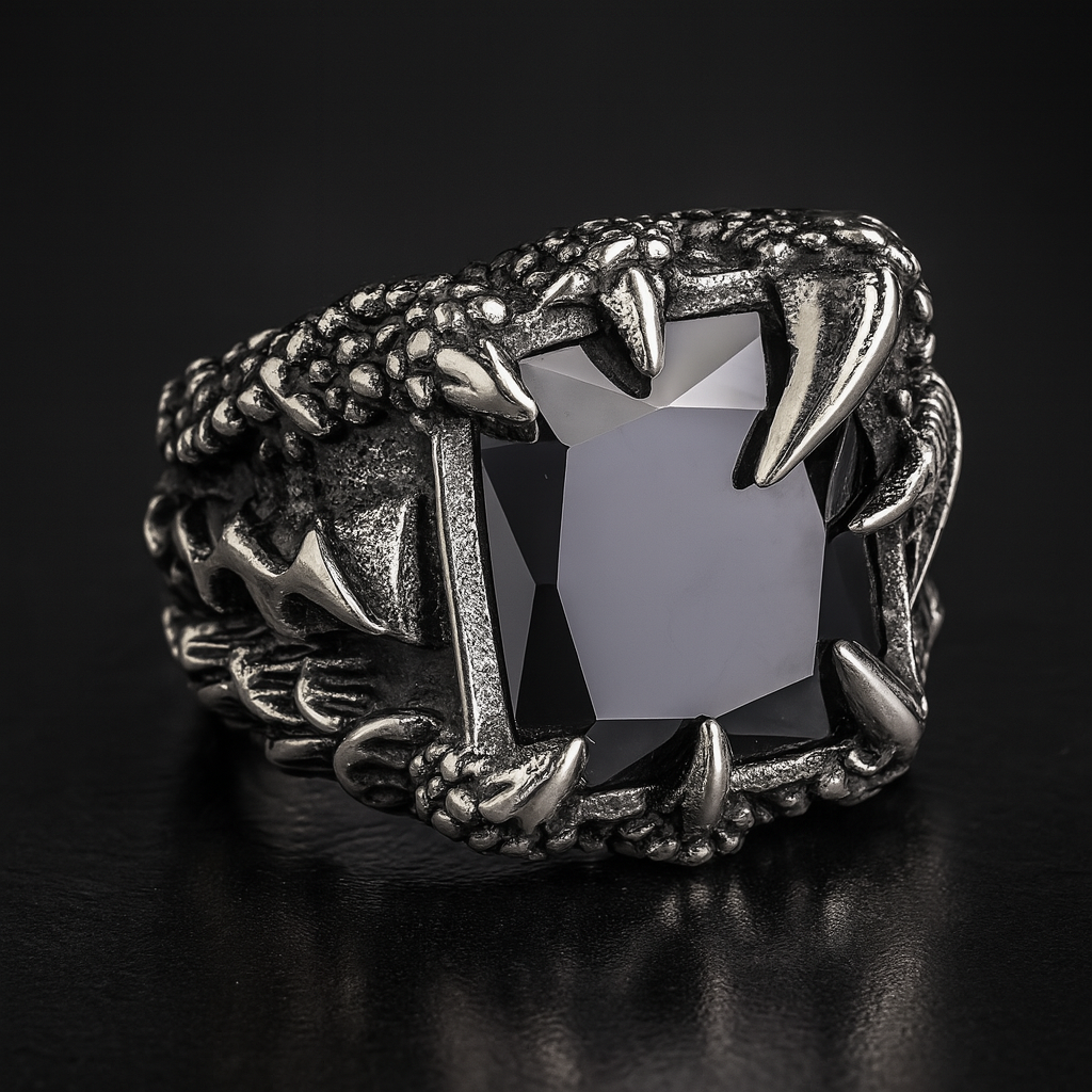Voidclasp Unisex Dragon Crystal Claw Stainless Steel Ring