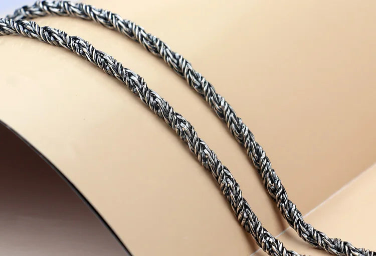Drakethorn Chain Sterling Silver Dragon Necklace for Men