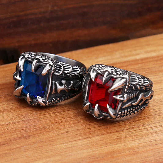Voidclasp Unisex Dragon Crystal Claw Stainless Steel Ring