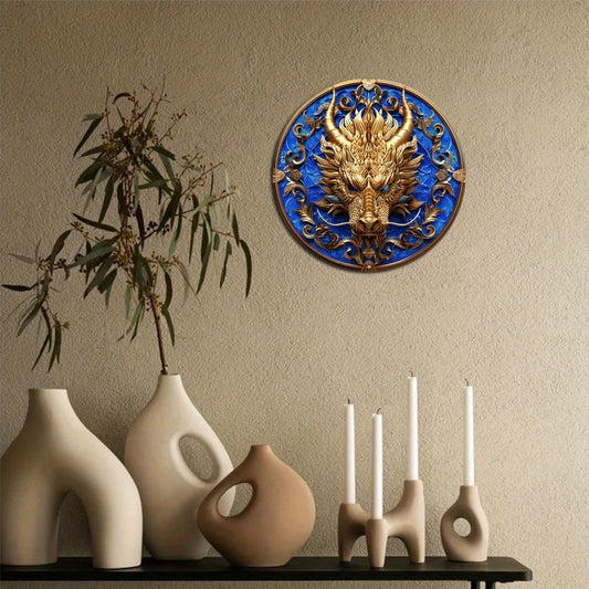 Jinlong Crest 2D Decorative Aluminum Dragon Plaque
