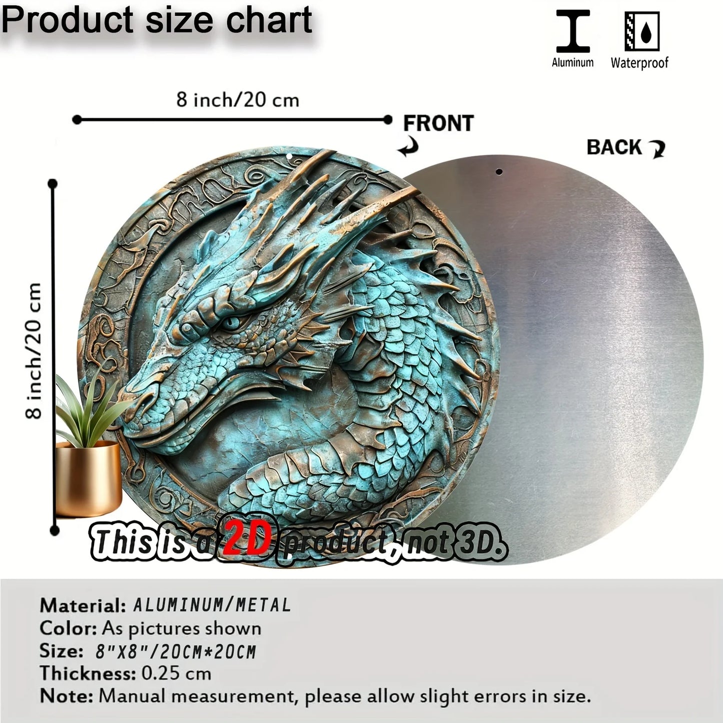 Khavareth Copperwyrm 2D Decorative Aluminum Dragon Wall Plaque