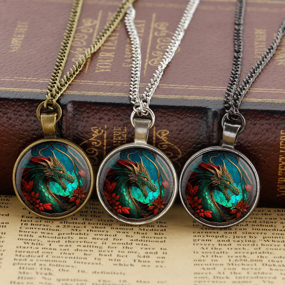 Verdantflare Medallion Unisex Dragon Pendant Necklace