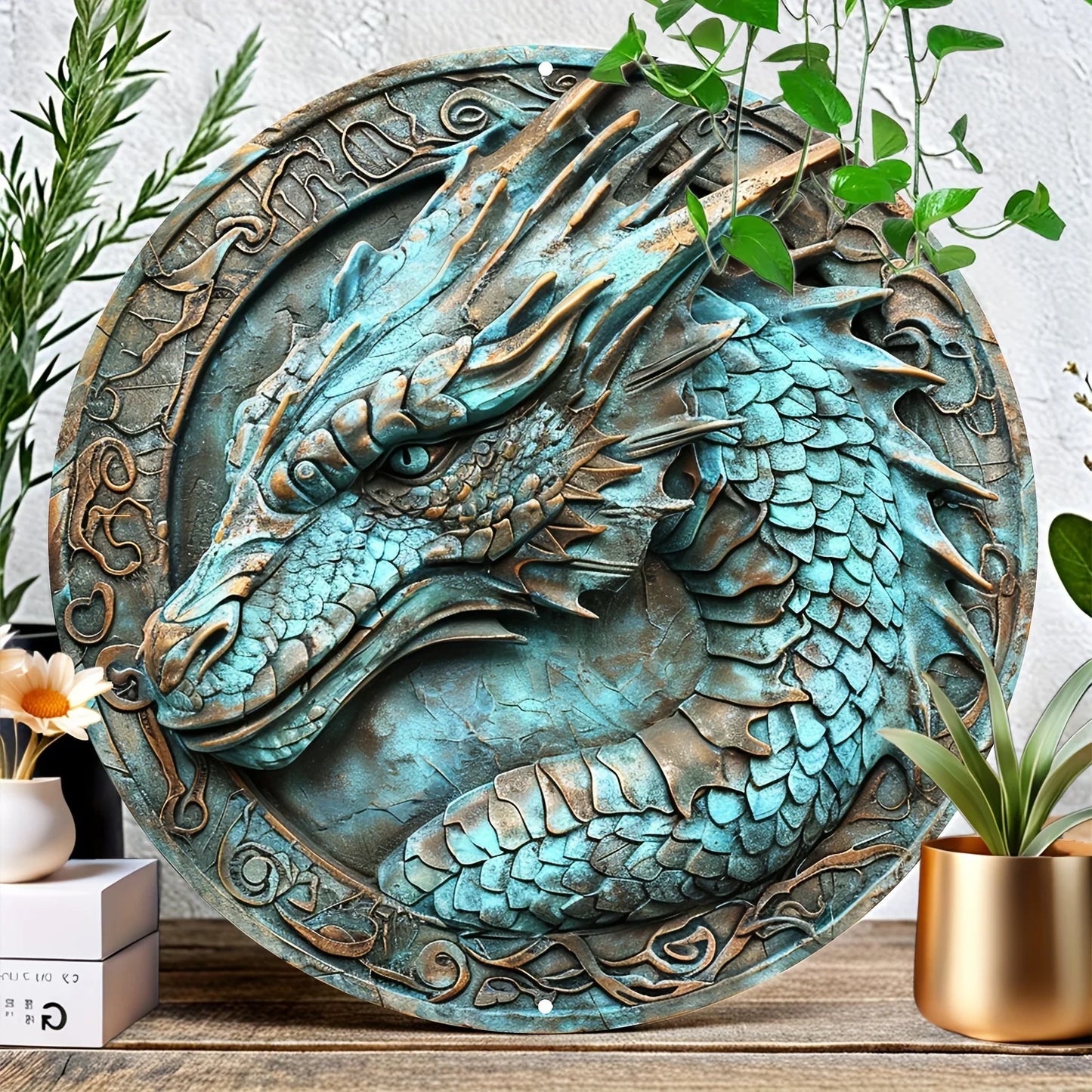 Khavareth Copperwyrm 2D Decorative Aluminum Dragon Wall Plaque