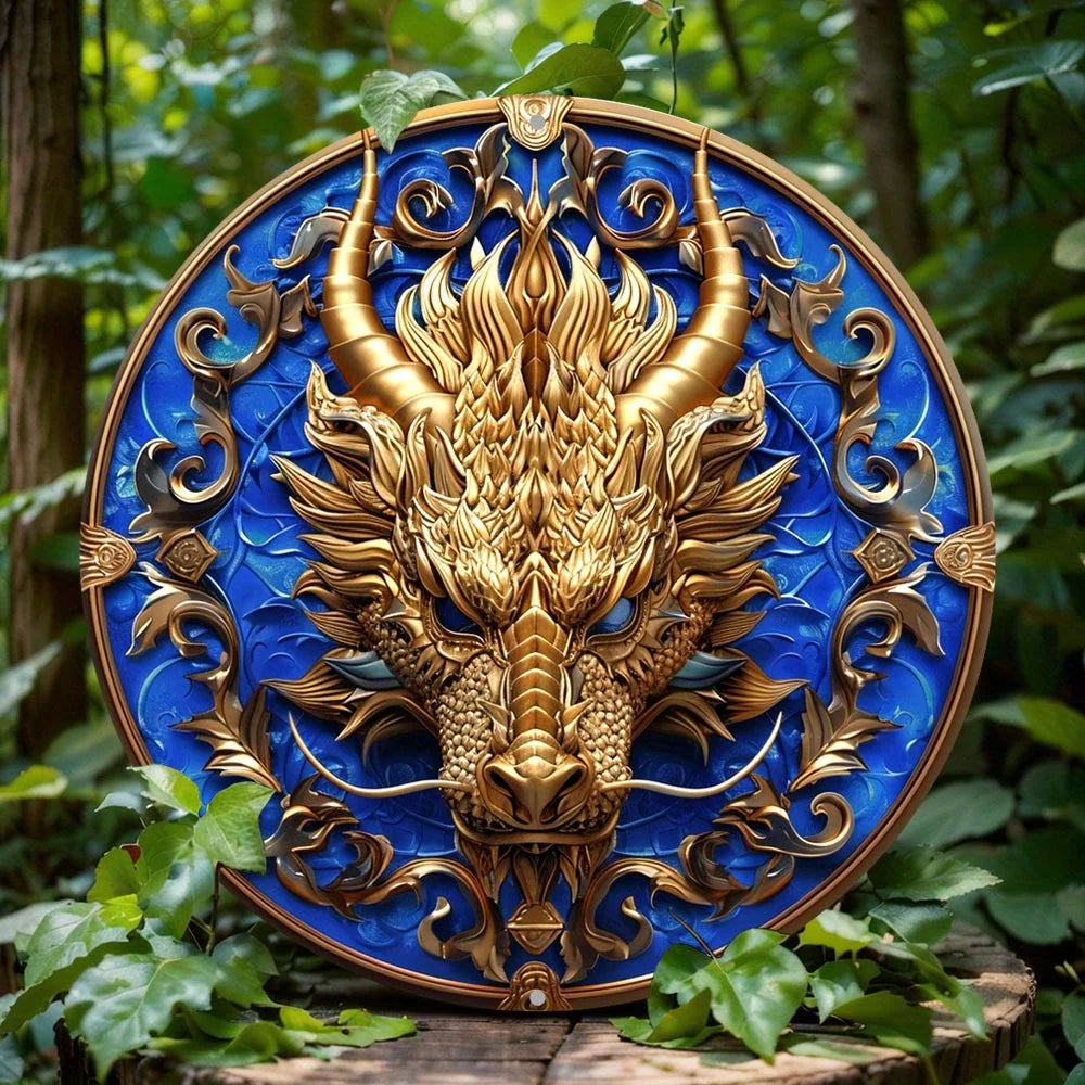 Jinlong Crest 2D Decorative Aluminum Dragon Plaque
