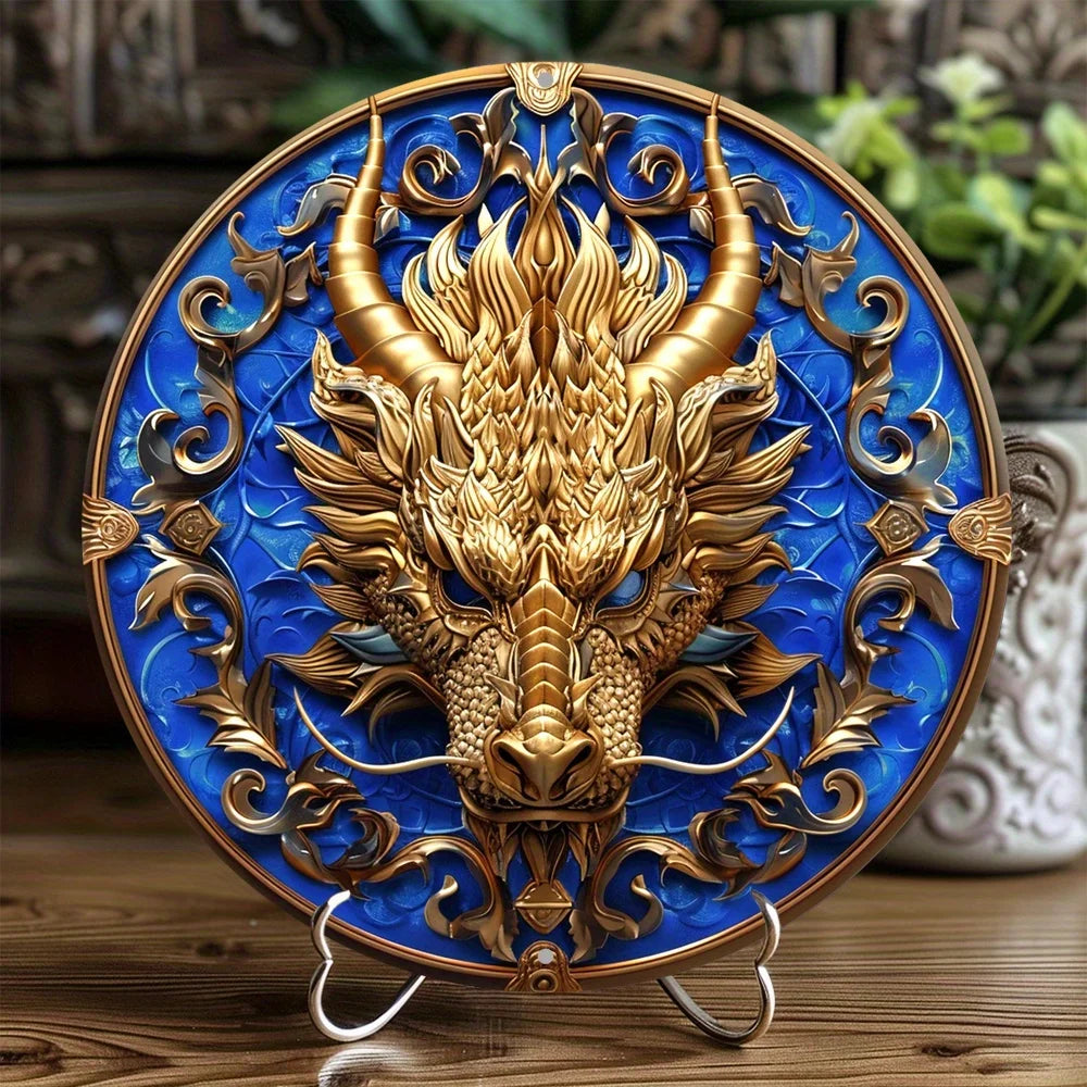 Jinlong Crest 2D Decorative Aluminum Dragon Plaque
