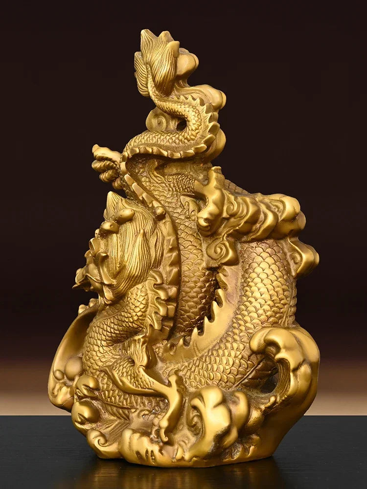 ZhuTong Shen Copper Spirit Dragon Feng Shui Statue