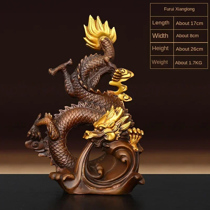 ZhuTong Shen Copper Spirit Dragon Feng Shui Statue