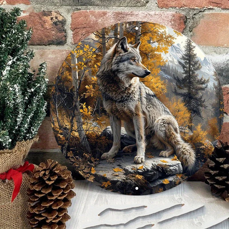 The Greywatcher 2D Decorative Aluminum Wolf Plaque