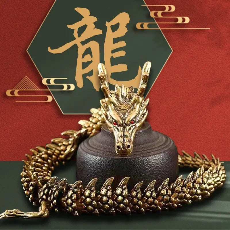 Jinlong Jing Multi-Jointed Chinese Dragon Metallic Figurine