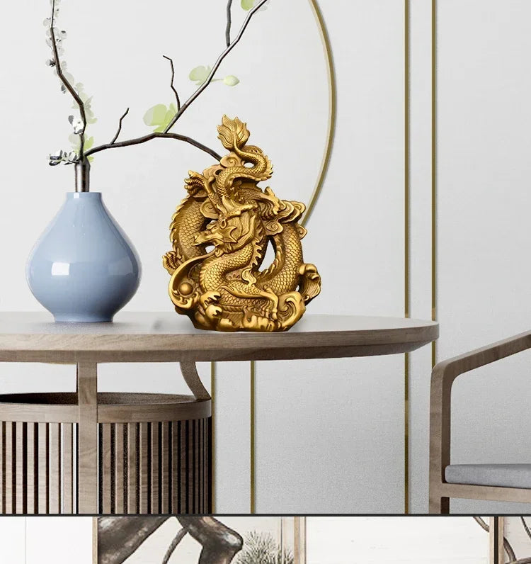 ZhuTong Shen Copper Spirit Dragon Feng Shui Statue