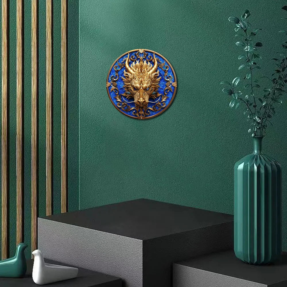 Jinlong Crest 2D Decorative Aluminum Dragon Plaque