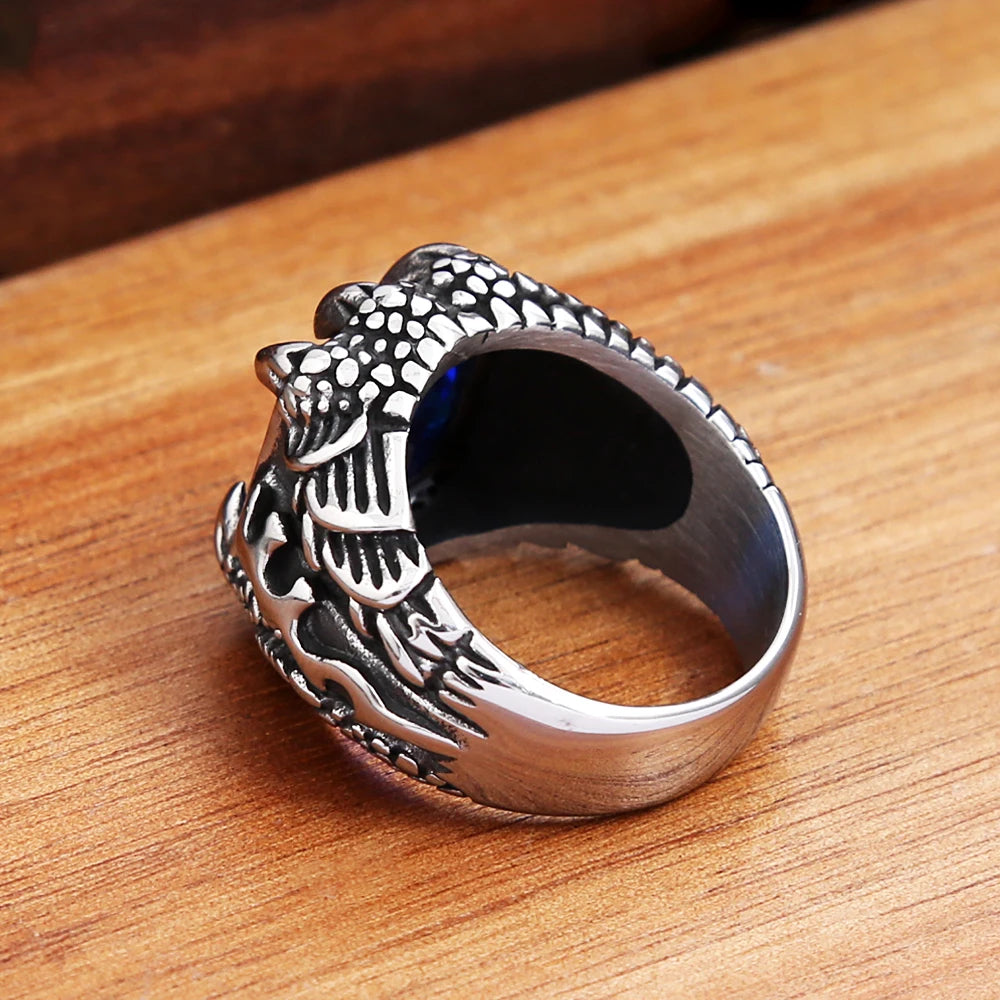Voidclasp Unisex Dragon Crystal Claw Stainless Steel Ring