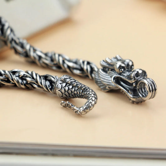 Drakethorn Chain Sterling Silver Dragon Necklace for Men