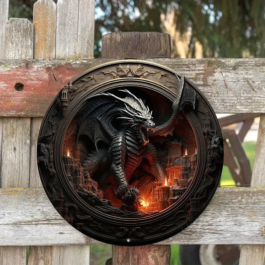 Drakmor the Endbringer 2D Decorative Aluminum Dragon Plaque