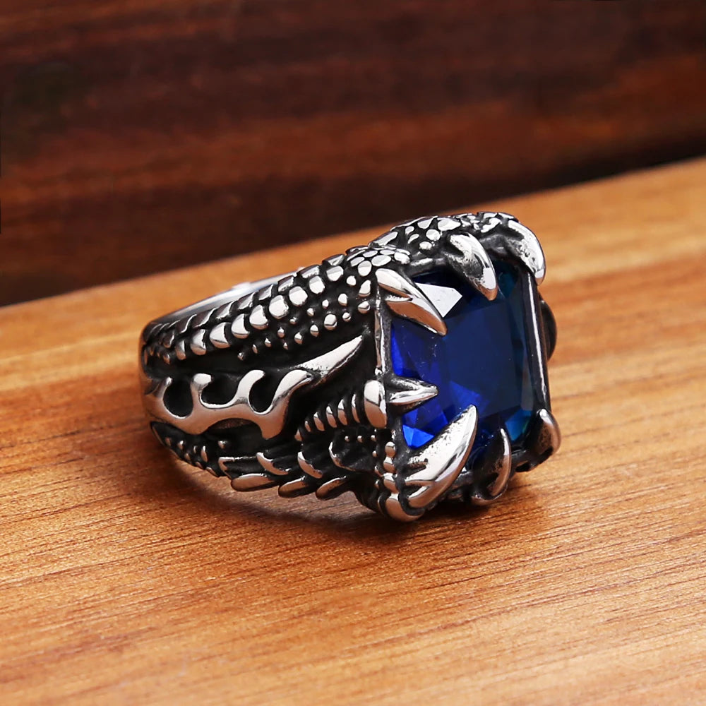Voidclasp Unisex Dragon Crystal Claw Stainless Steel Ring