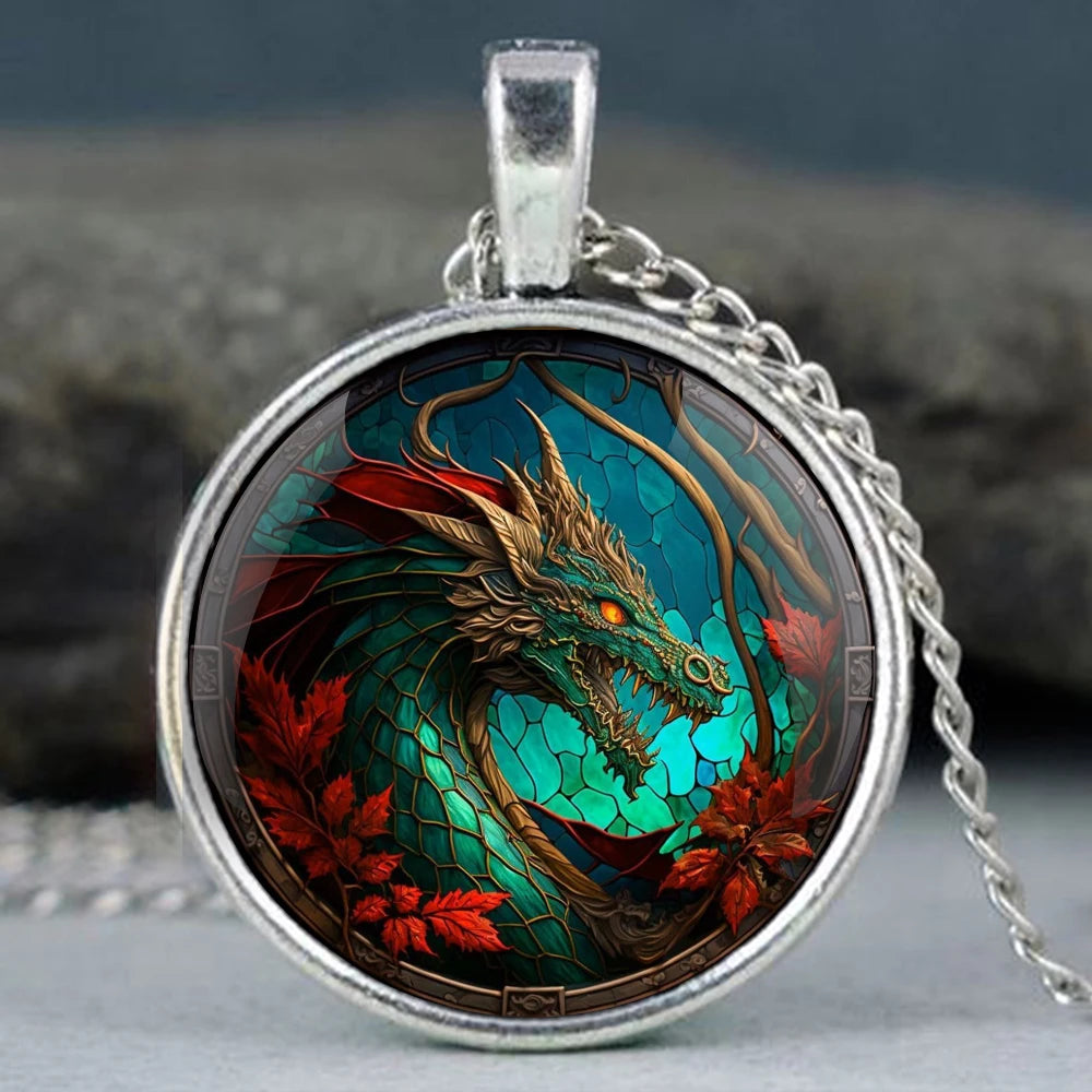 Verdantflare Medallion Unisex Dragon Pendant Necklace