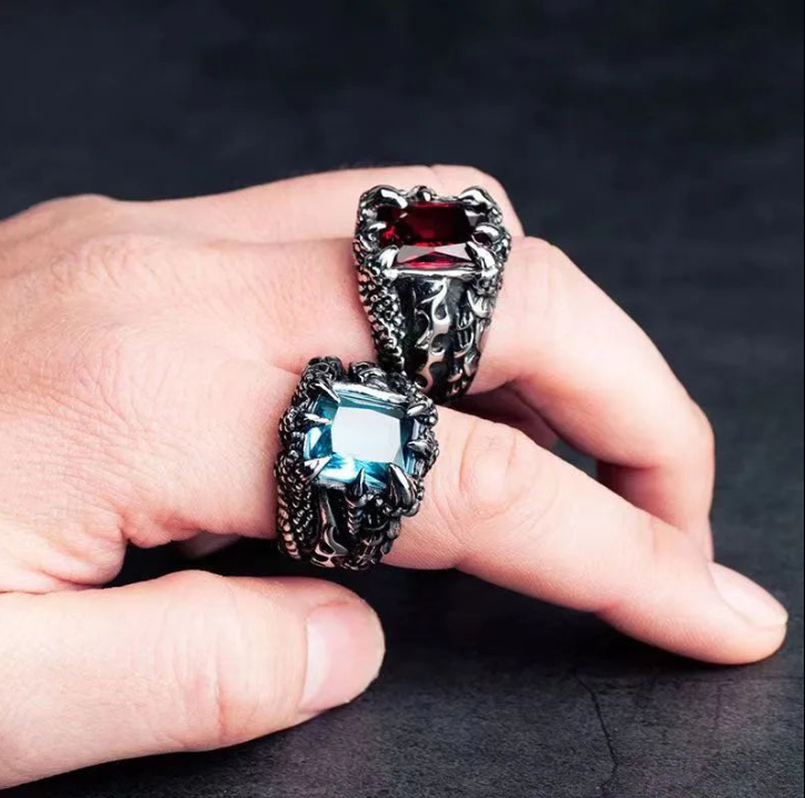 Voidclasp Unisex Dragon Crystal Claw Stainless Steel Ring