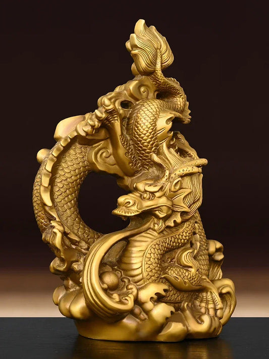 ZhuTong Shen Copper Spirit Dragon Feng Shui Statue