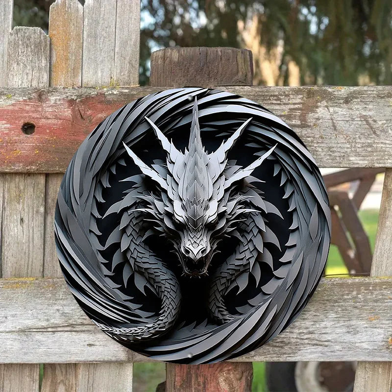 Serrathar the Steelshade 2D Decorative Aluminum Dragon Wall Plaque