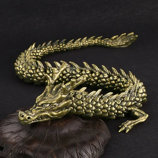 Jinlong Jing Multi-Jointed Chinese Dragon Metallic Figurine