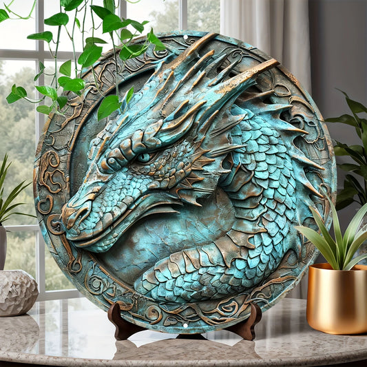Khavareth Copperwyrm 2D Decorative Aluminum Dragon Wall Plaque