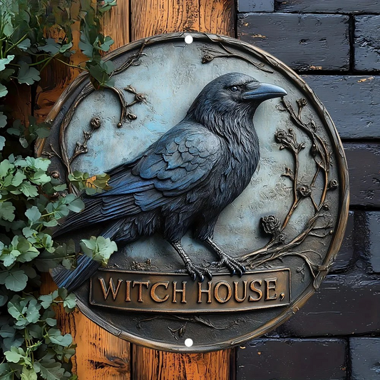 Coven's Familiar 2D Decorative Aluminum Raven Wall Plaque