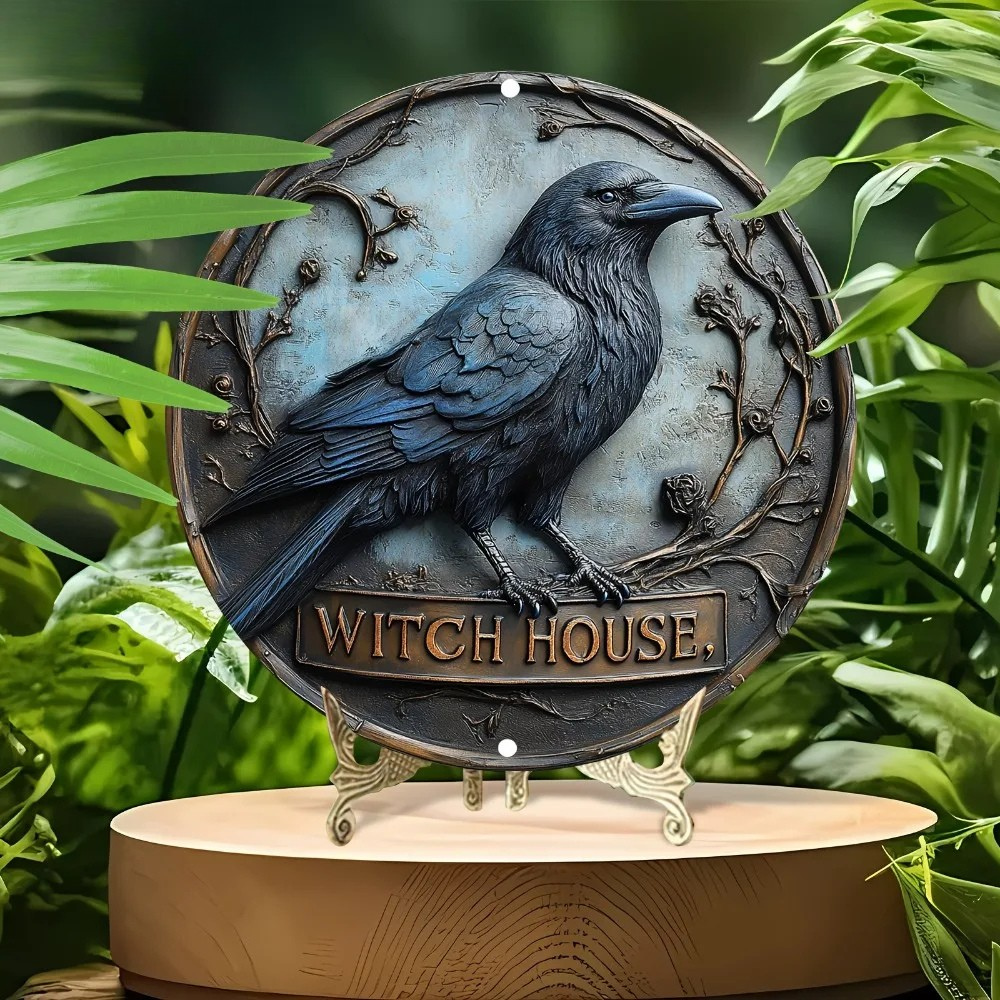 Coven's Familiar 2D Decorative Aluminum Raven Wall Plaque