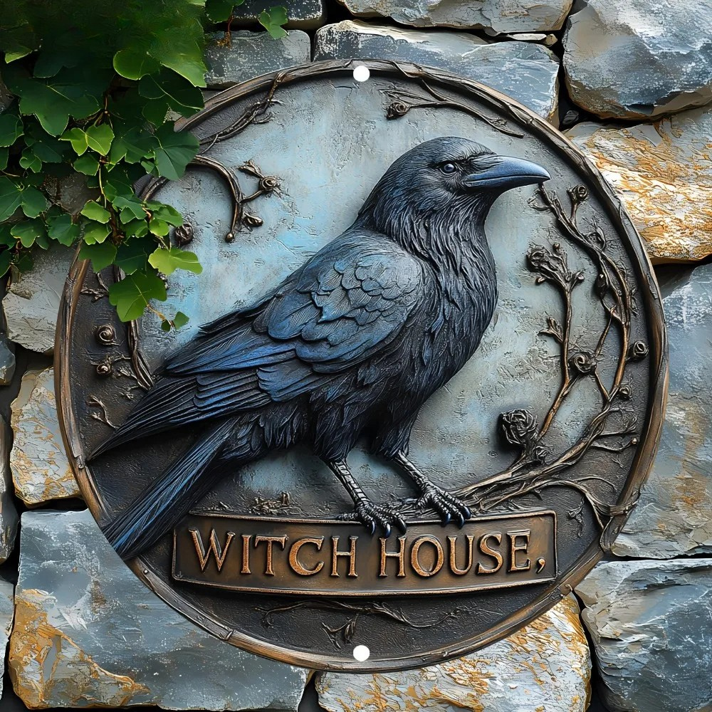 Coven's Familiar 2D Decorative Aluminum Raven Wall Plaque