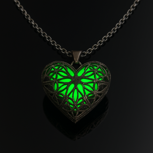 Lacewrought Heart --- Nightglyphs Luminescent Necklace