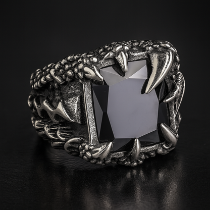 Voidclasp Unisex Dragon Crystal Claw Stainless Steel Ring