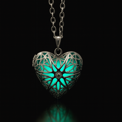 Lacewrought Heart --- Nightglyphs Luminescent Necklace