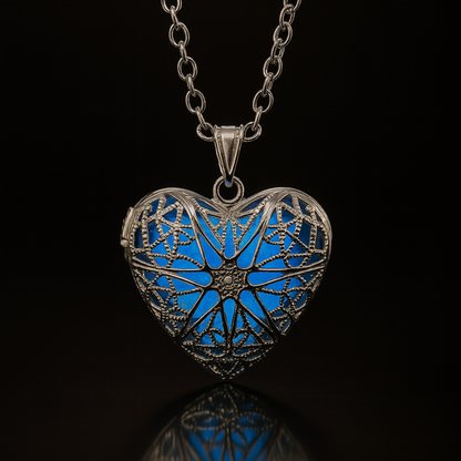 Lacewrought Heart --- Nightglyphs Luminescent Necklace