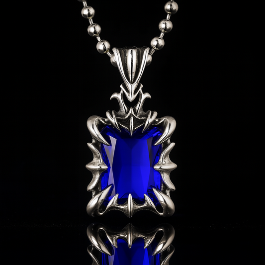 HexGleam Stainless Steel Gem Pendant Unisex Necklace