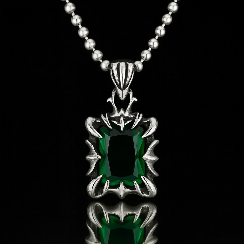 HexGleam Stainless Steel Gem Pendant Unisex Necklace