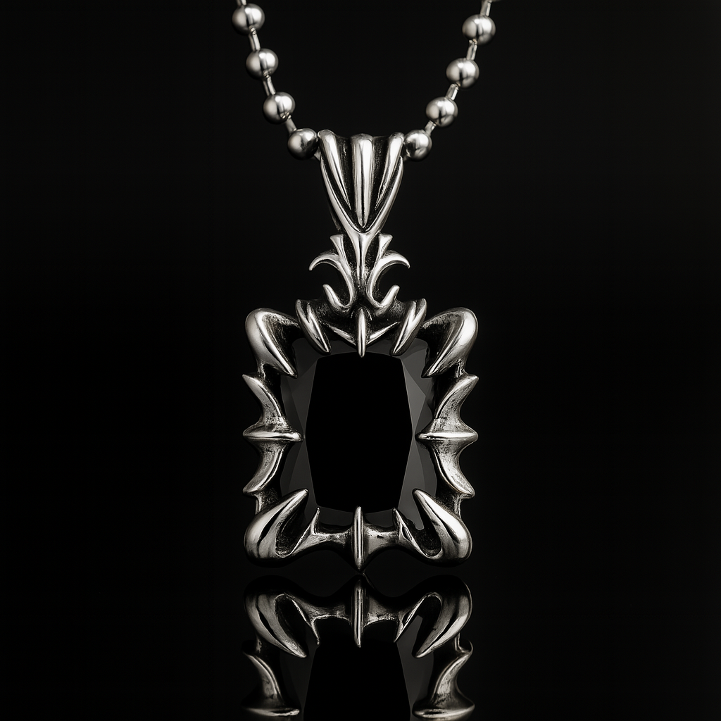HexGleam Stainless Steel Gem Pendant Unisex Necklace