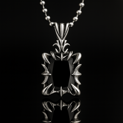 HexGleam Stainless Steel Gem Pendant Unisex Necklace