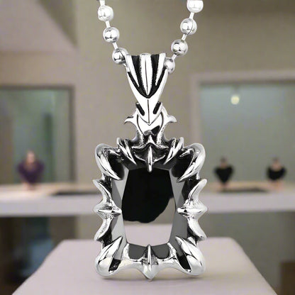 HexGleam Stainless Steel Gem Pendant Unisex Necklace