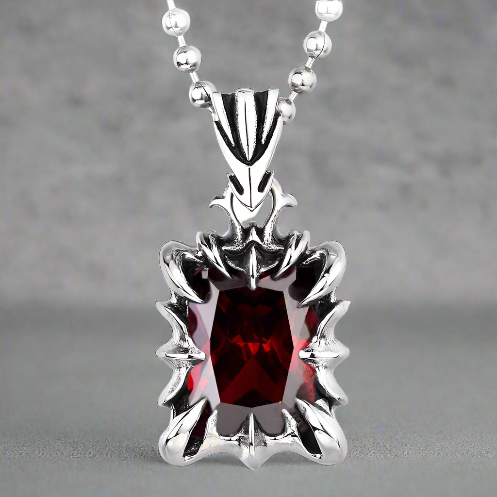 HexGleam Stainless Steel Gem Pendant Unisex Necklace