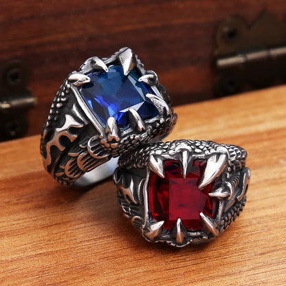 Voidclasp Unisex Dragon Crystal Claw Stainless Steel Ring