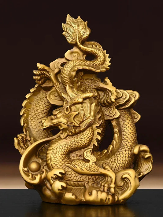 ZhuTong Shen Copper Spirit Dragon Feng Shui Statue