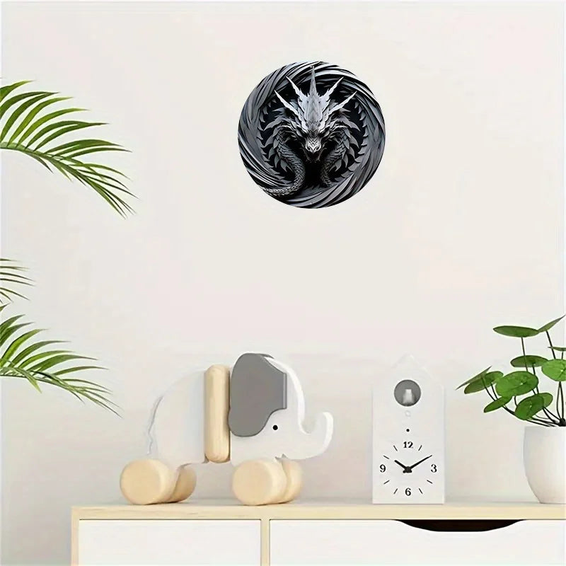 Serrathar the Steelshade 2D Decorative Aluminum Dragon Wall Plaque