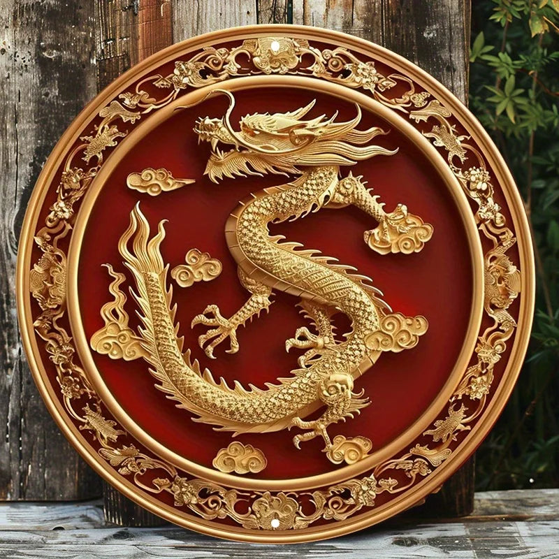 FengLong's Blessing 2D Decorative Aluminum Dragon Wall Plaque