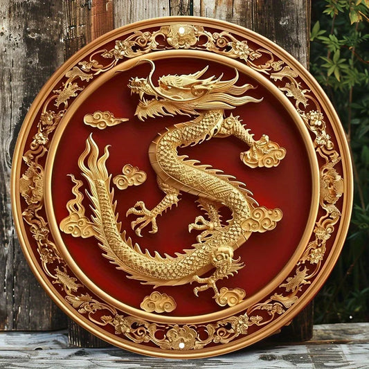 FengLong's Blessing 2D Decorative Aluminum Dragon Wall Plaque