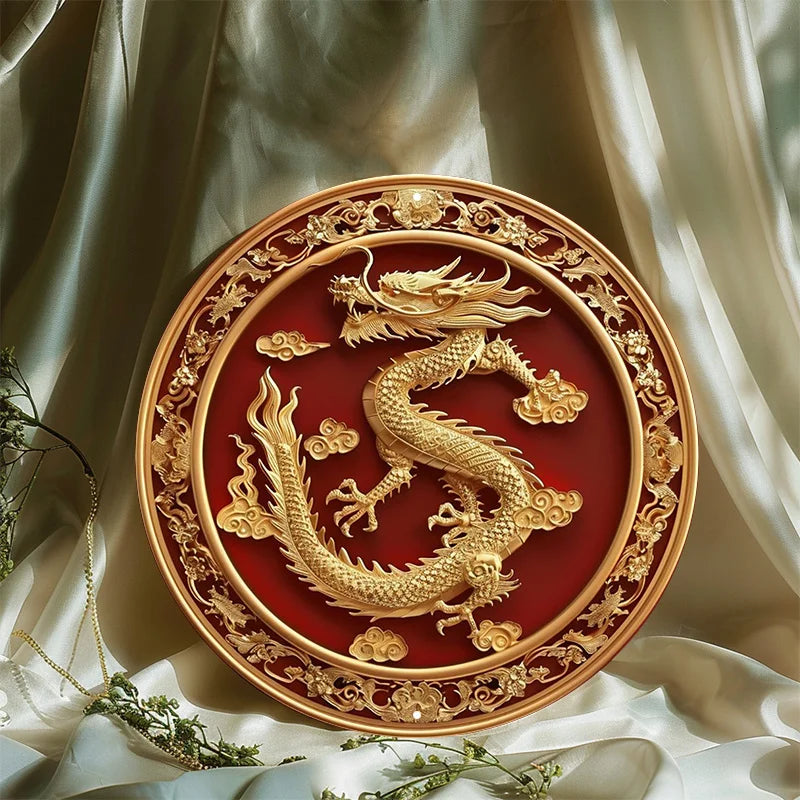 FengLong's Blessing 2D Decorative Aluminum Dragon Wall Plaque
