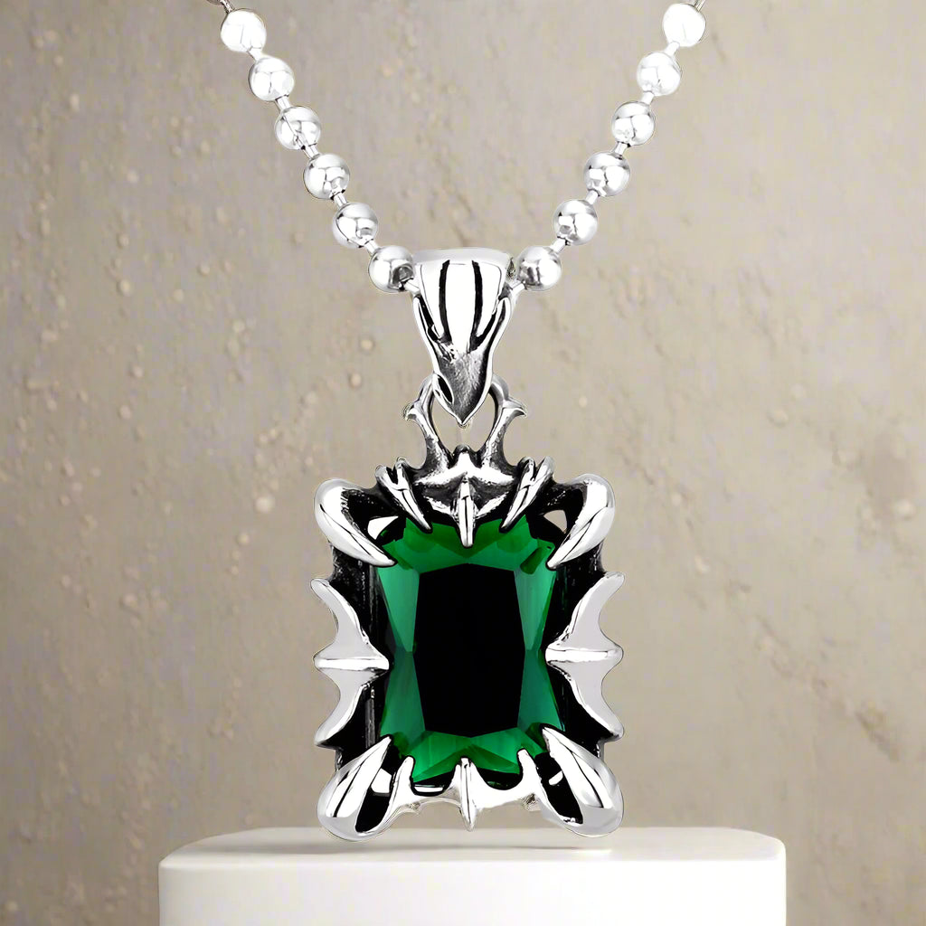 HexGleam Stainless Steel Gem Pendant Unisex Necklace