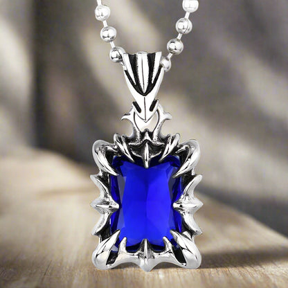 HexGleam Stainless Steel Gem Pendant Unisex Necklace