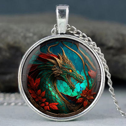 Verdantflare Medallion Unisex Dragon Pendant Necklace