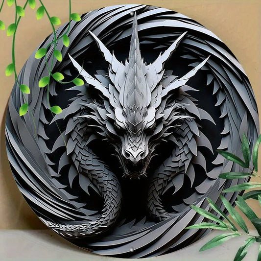 Serrathar the Steelshade 2D Decorative Aluminum Dragon Wall Plaque