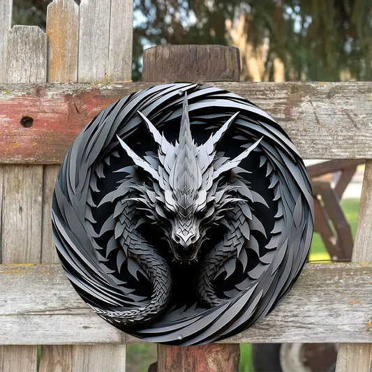Serrathar the Steelshade 2D Decorative Aluminum Dragon Wall Plaque